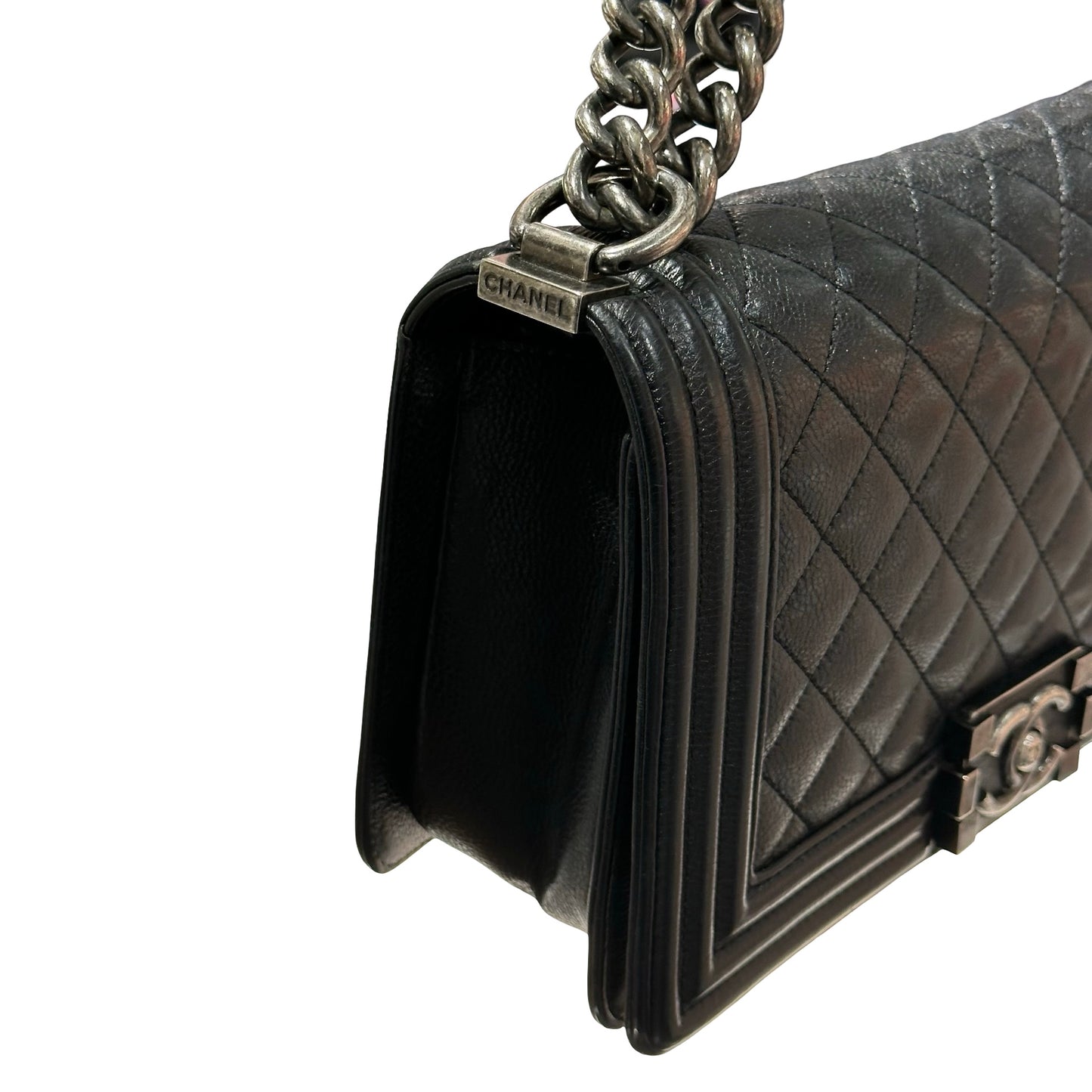 CHANEL LE BOY 25 BLACK CAVIAR PHW [3000597]