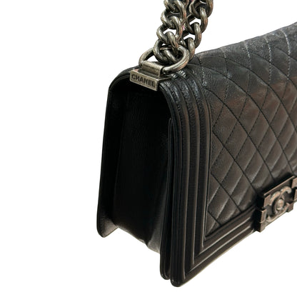 CHANEL LE BOY 25 BLACK CAVIAR PHW [3000597]
