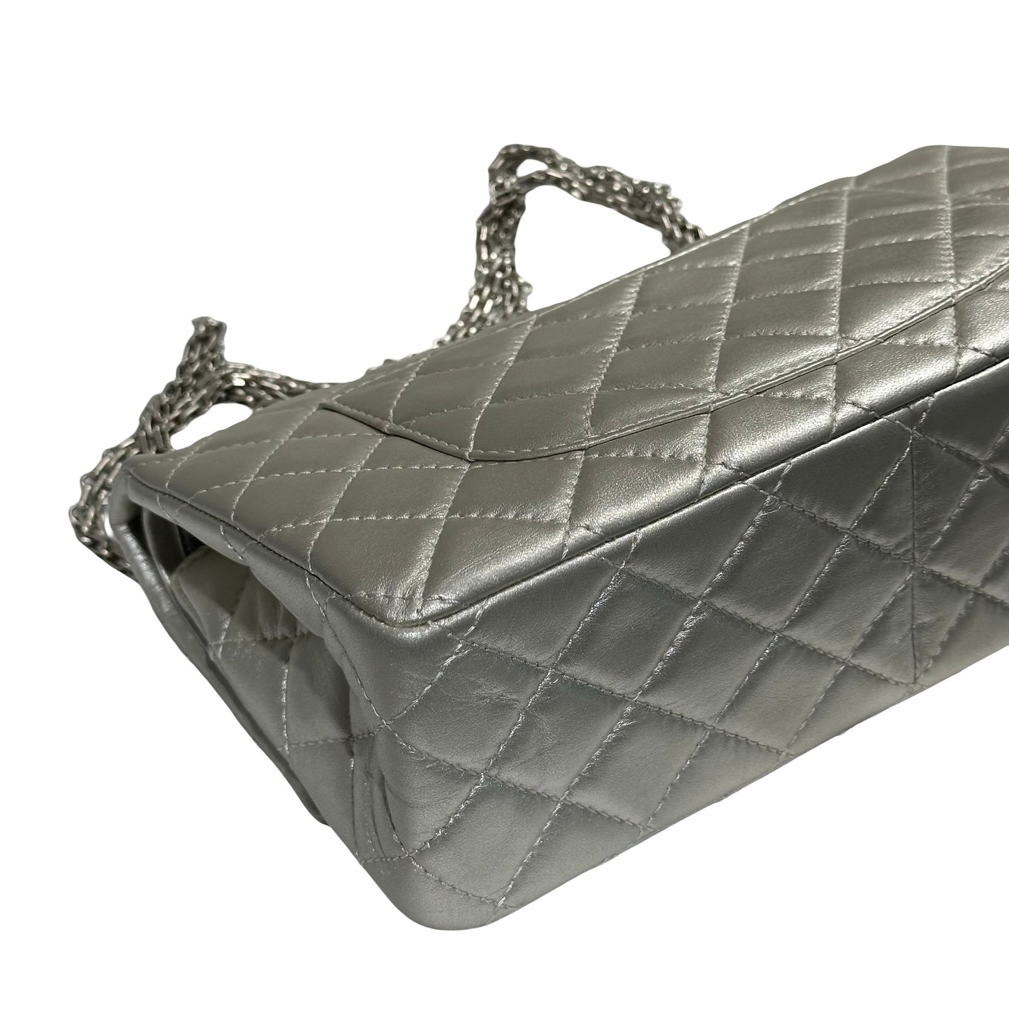 CHANEL SILVER PHW 2.55 DOUBLE FLAP BAG MEDIUM [3000275]