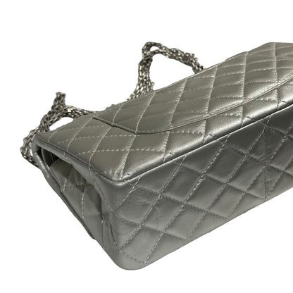CHANEL SILVER PHW 2.55 DOUBLE FLAP BAG MEDIUM [3000275]