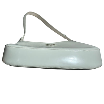 PRADA CLEO BRUSHED LEATHER SHOULDER BAG WHITE PHW [3001009]