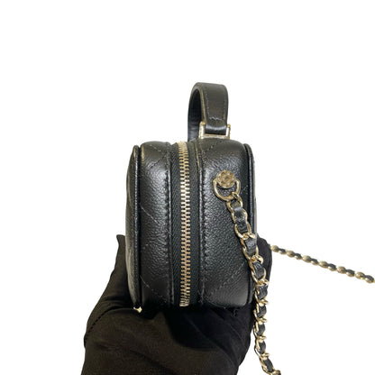 Used Chanel Caviar Leather Vanity Case Black PHW