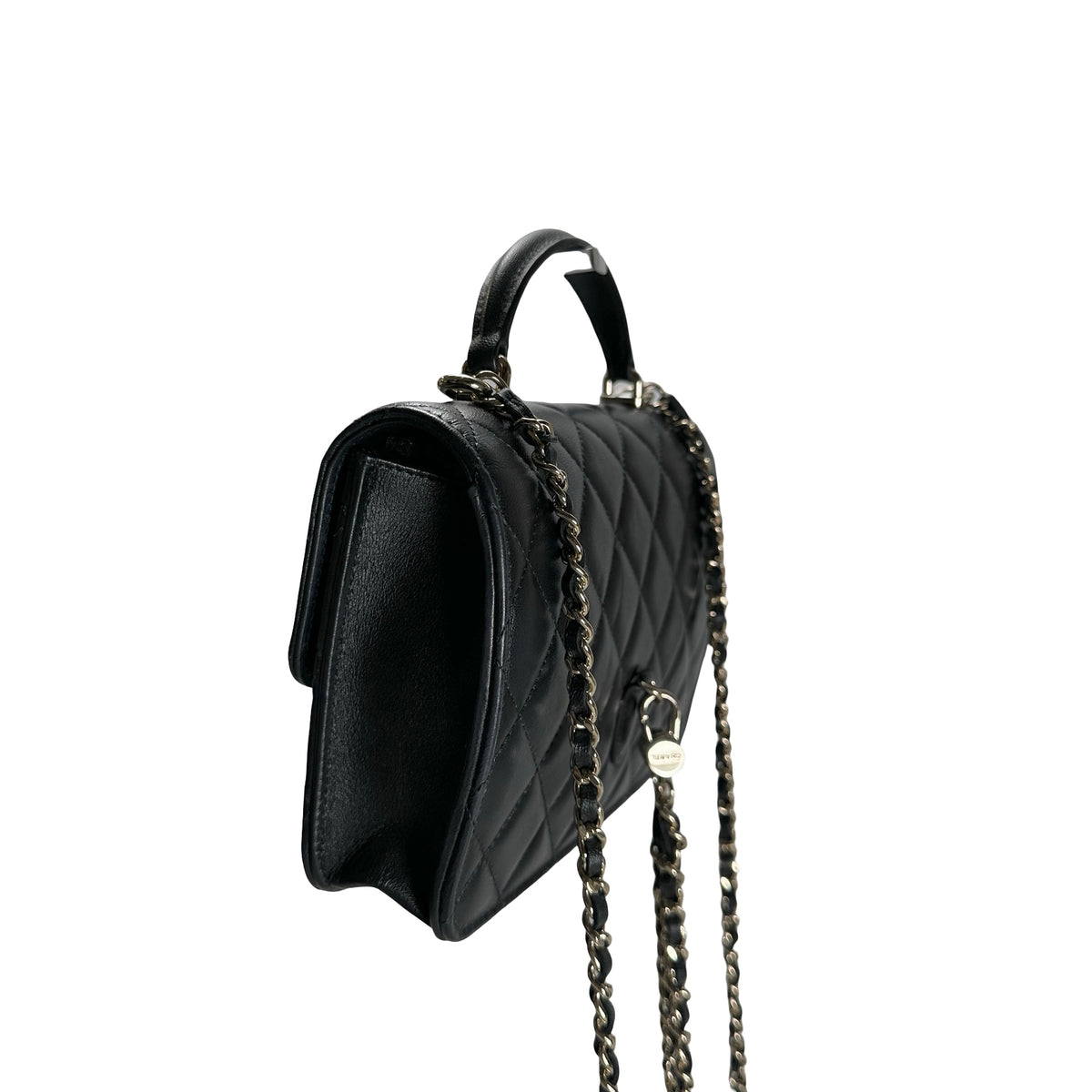 Used CHANEL Quilted Lambskin Trend CC Handbag Black Gold