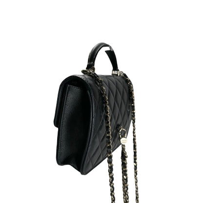 Used CHANEL Quilted Lambskin Trend CC Handbag Black Gold