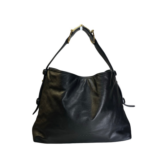 Used GUCCI Solid Medium Shoulder Shoulder Bag Black GHW