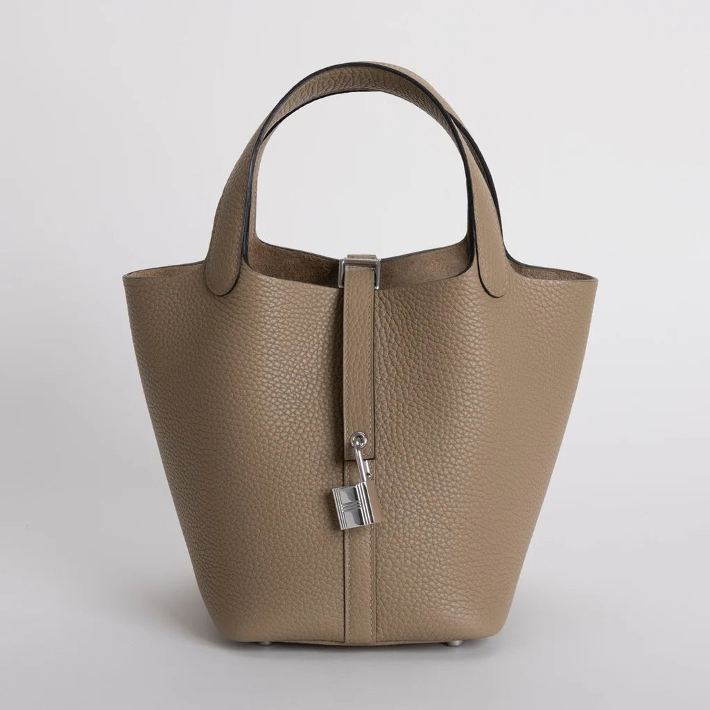 Used HERMÈS Picotin 18 Bucket Bag Beige GHW
