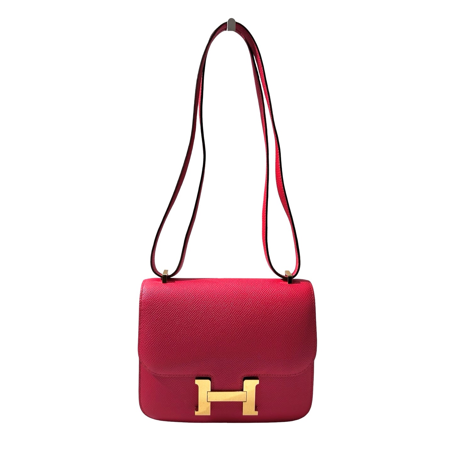 Used Hermès Calfskin Leather Mini Constance Cross Body Bag I6 GHW Pink