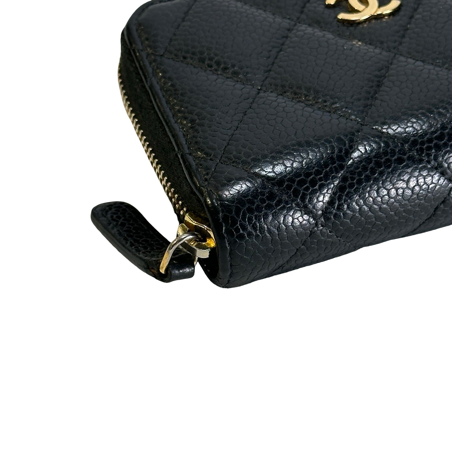 Used CHANEL Caviar Quilted Classic Zipped Coin Purse Coin Purse Black Gold hardware