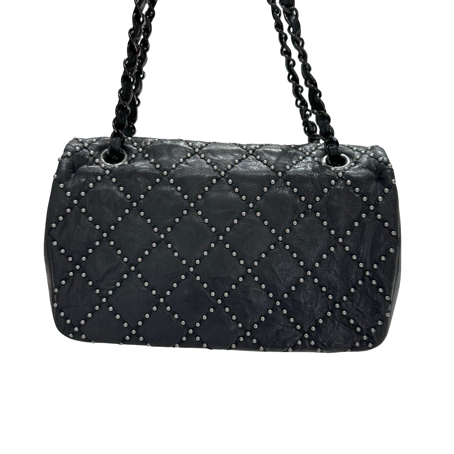 Used CHANEL Lambskin Leather Flap Shoulder Bag Black