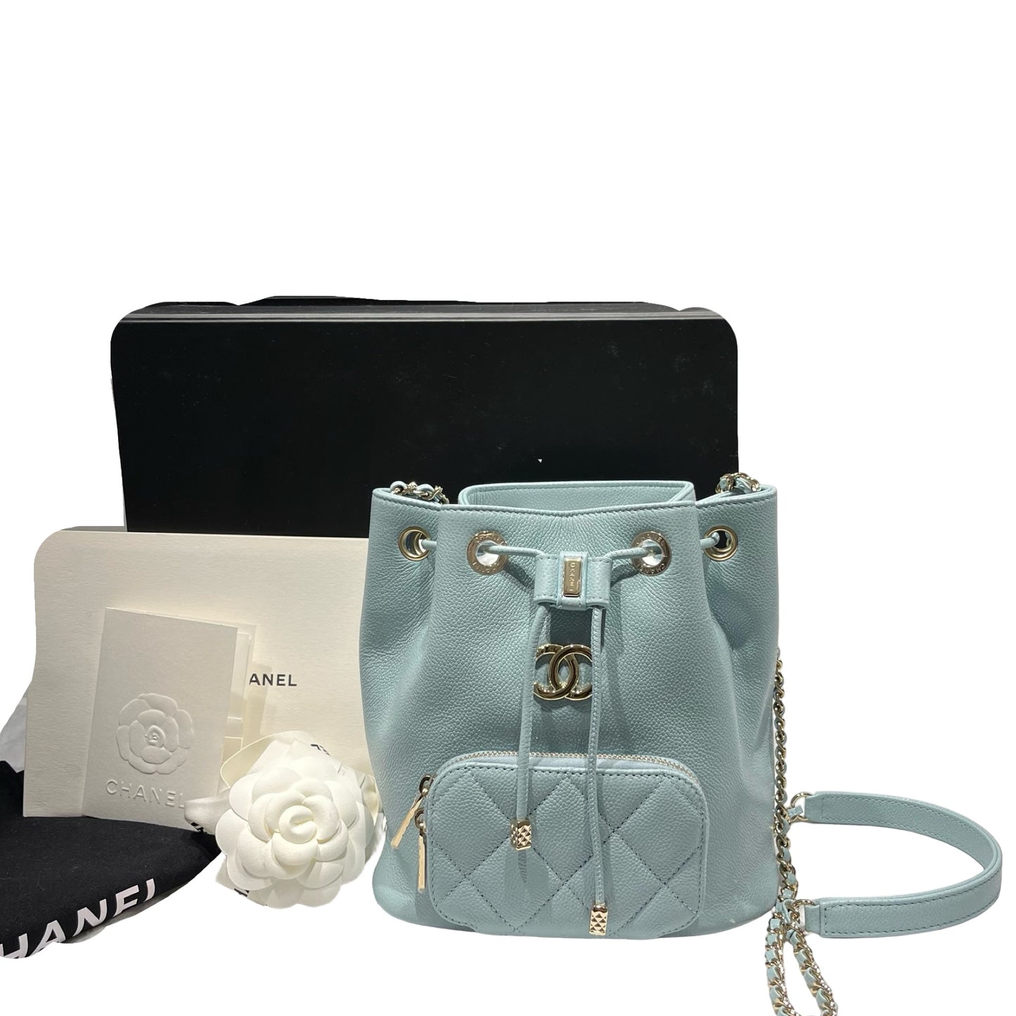 Used CHANEL Cross Body Bag Blue GHW