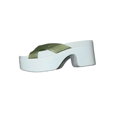 Used ALEXANDER WANG Solid Logo AW Logo Flip Flop Sandals Shoes Green Black White
