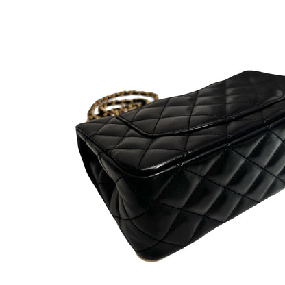 Used Chanel Rock The Corner Mini Flap Shoulder Bag Black GHW