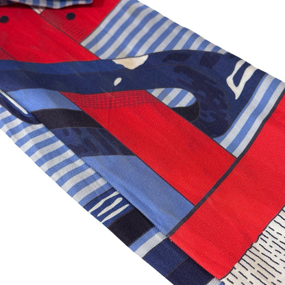 Used Hermès Silk Twilly Twilly Red Blue
