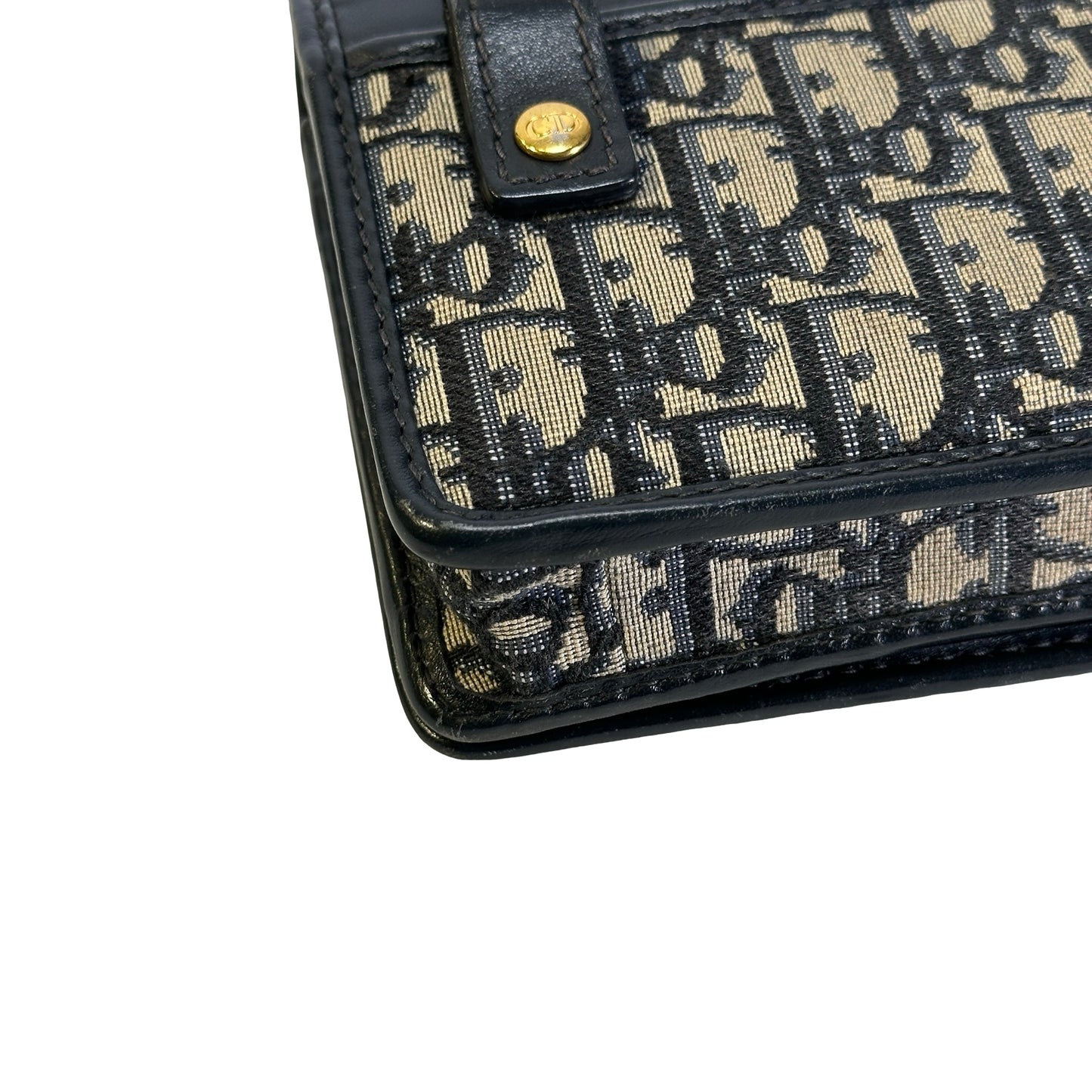 Used DIOR Dior Oblique Oblique Cross body bag Blue Beige Black GHW