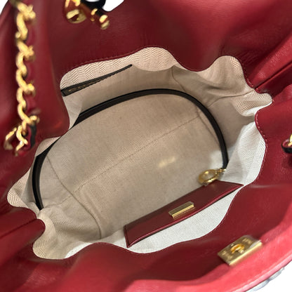 Brand New CHANEL Quilted Leather Gabrielle Hobo Bucket Bag Black Gold