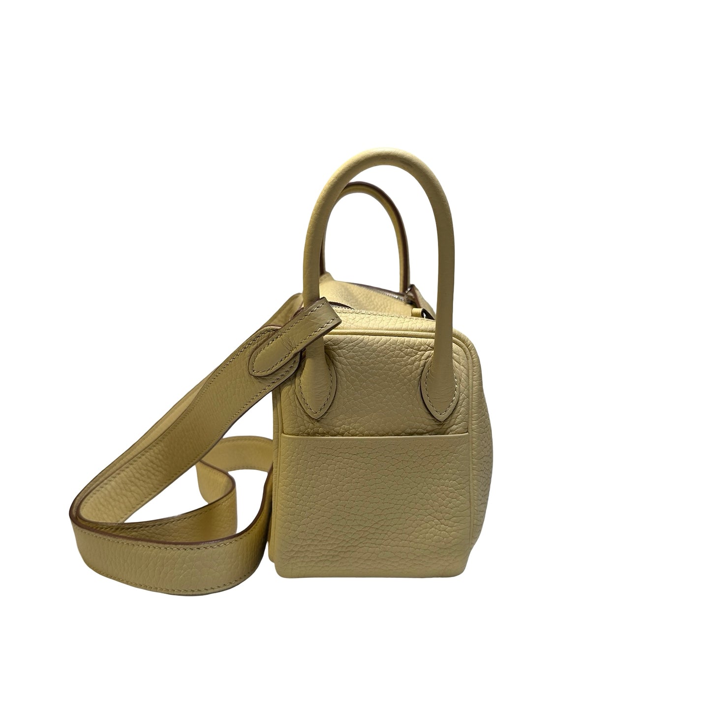 Used HERMÈS Leather Mini Lindy Shoulder Bag YELLOW PHW