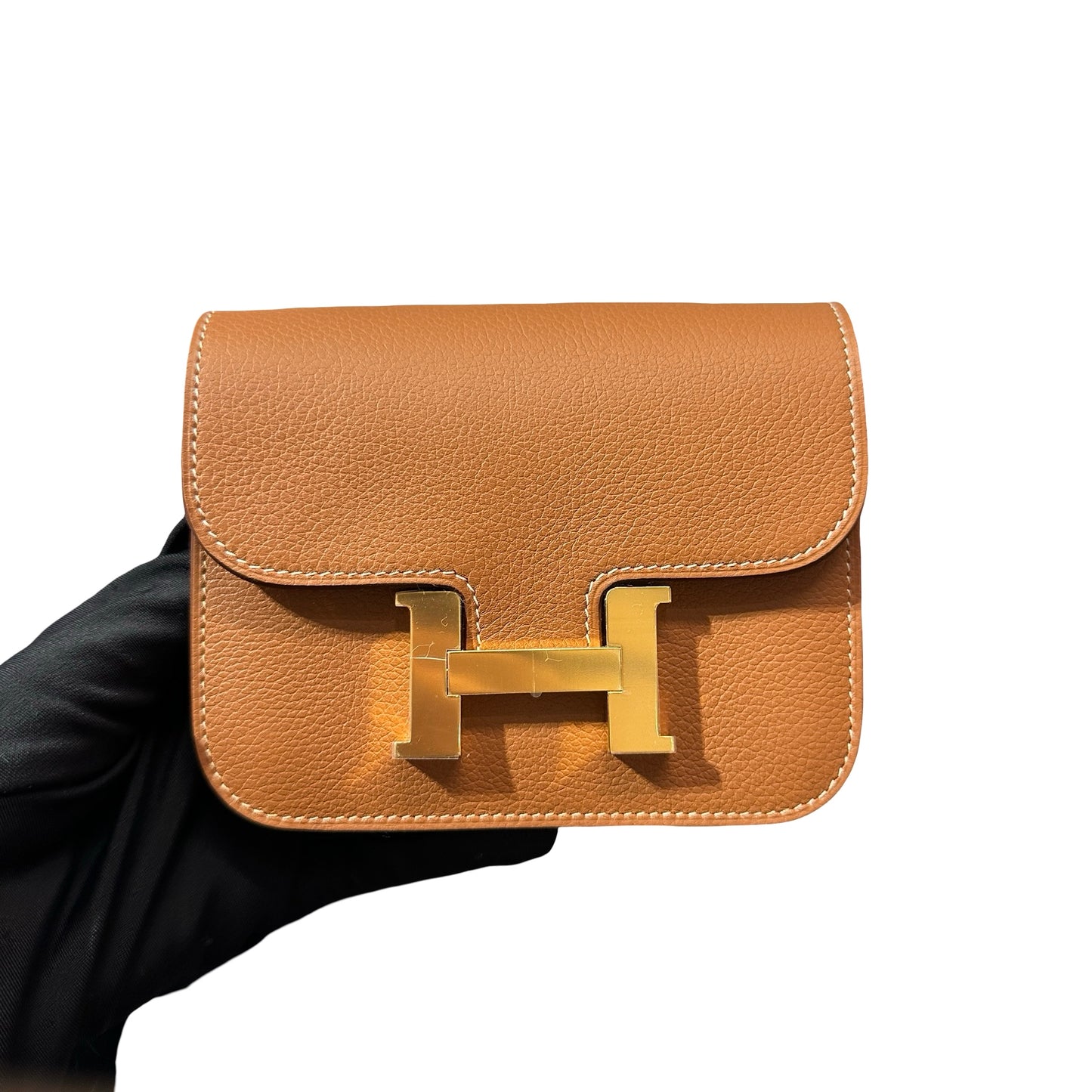 Unused Hermès Calfskin Leather Constance Slim Wallet Gold GHW