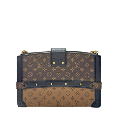 Used LOUIS VUITTON Monogram Reverse Trunk Clutch Brown Black GHW