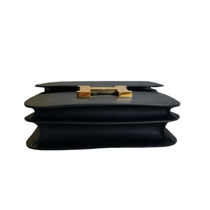 Brand New HERMES Epsom Mini Constance Cross body bag Black Gold