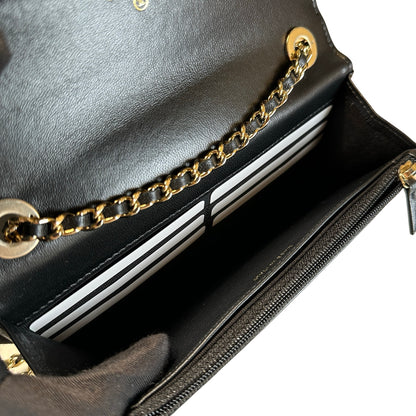 Used CHANEL Quilted Lambskin Wallet on chain Wallet on chain Black Gold