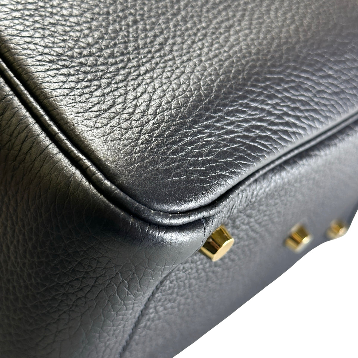 Used HERMES Leather Lindy 26 Handbag Navy GHW