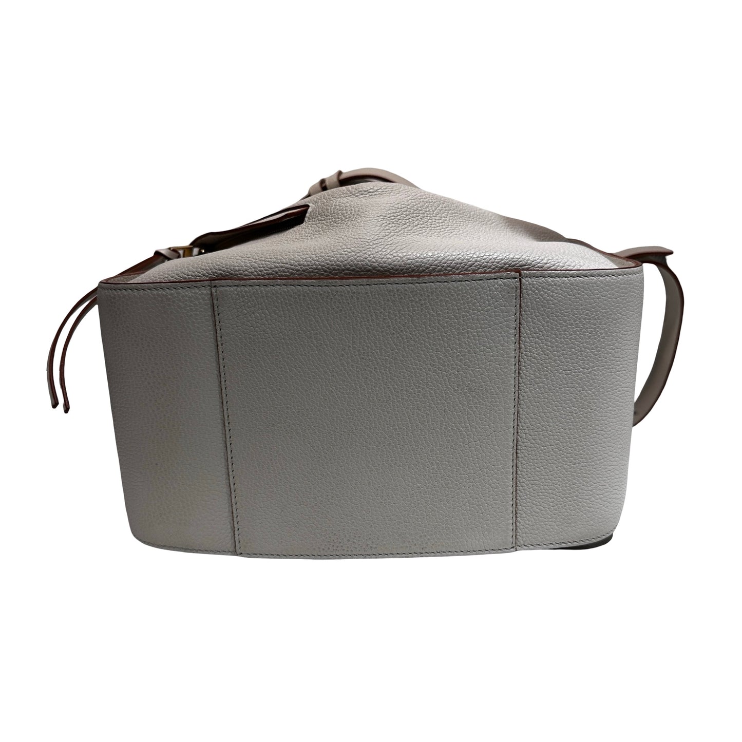 Used LOEWE Calfskin Leather Honnock Shoulder Bag Beige GHW