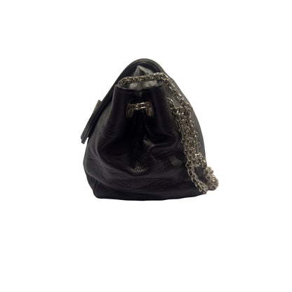 Used CHANEL Calfskin Reissue 2.55 Shoulder Bag Black Silver