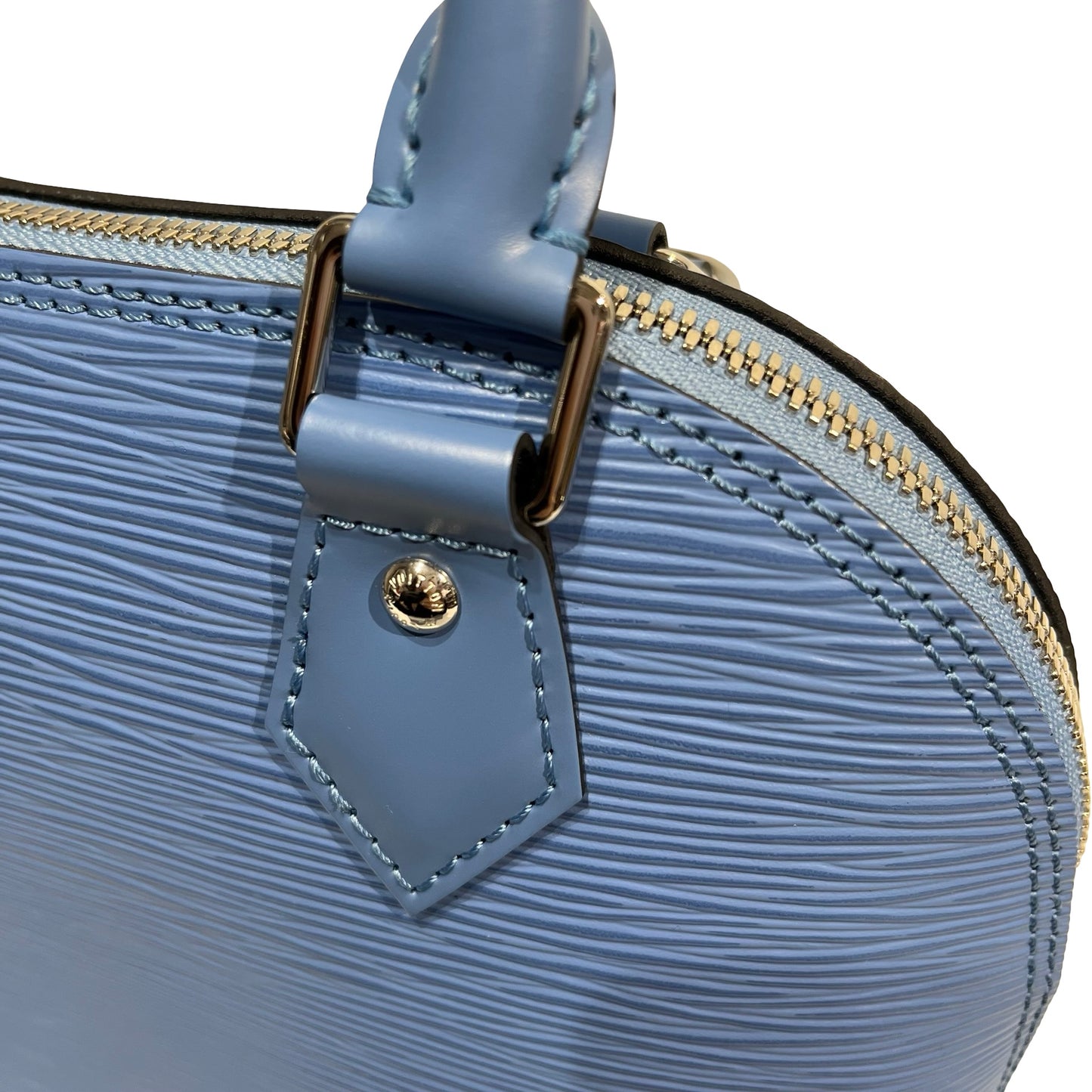 Used LOUIS VUITTON Calfskin Leather Alma Two Way Shoulder Bag PHW Blue