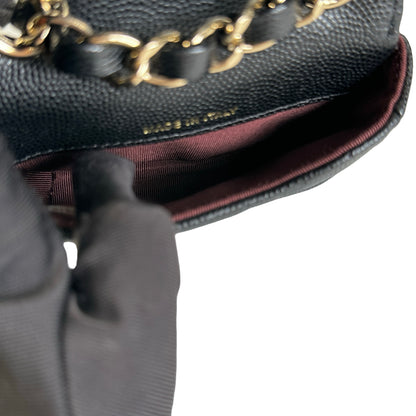 Used CHANEL Quilted Caviar Mini Flap Bag Mini Bag Black Gold Hardware