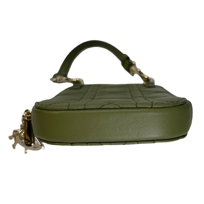 Used DIOR Cannage Cannage Pouch Green GHW