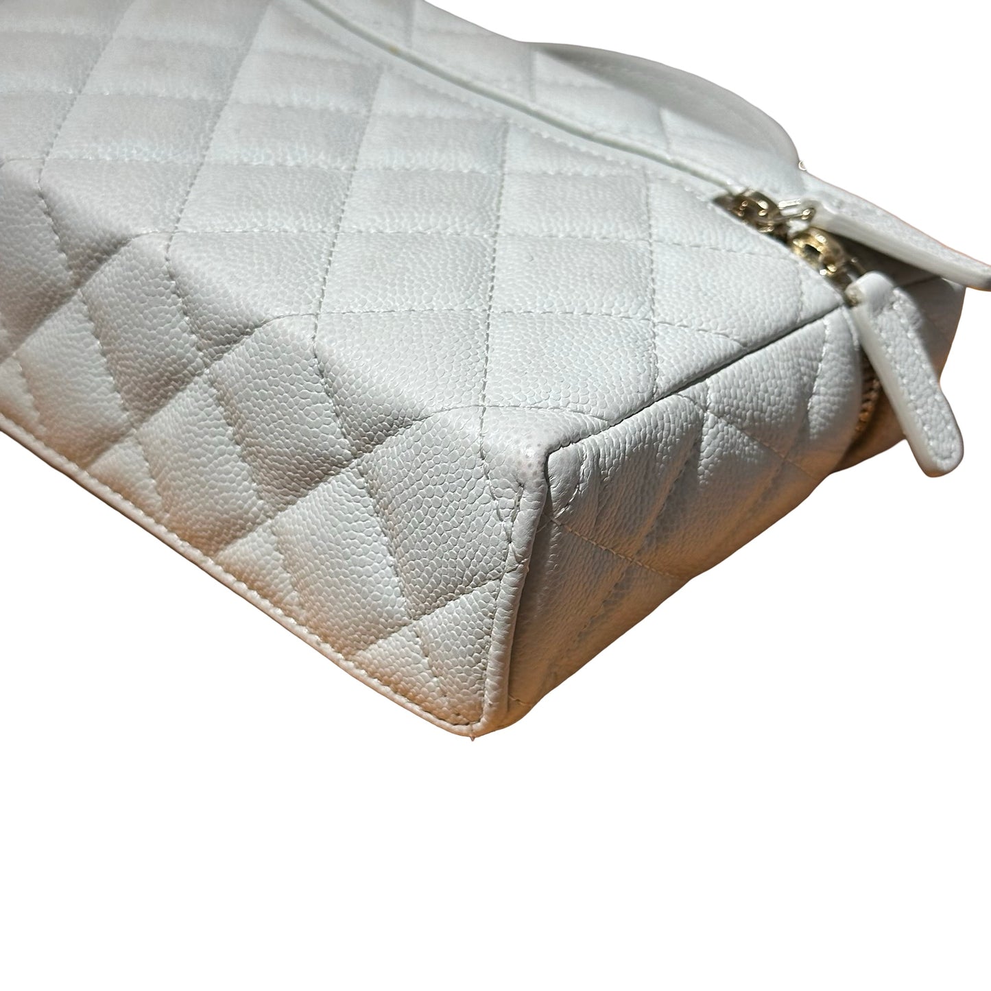 Used CHANEL Calfskin Leather Cross Body Bag Grey GHW