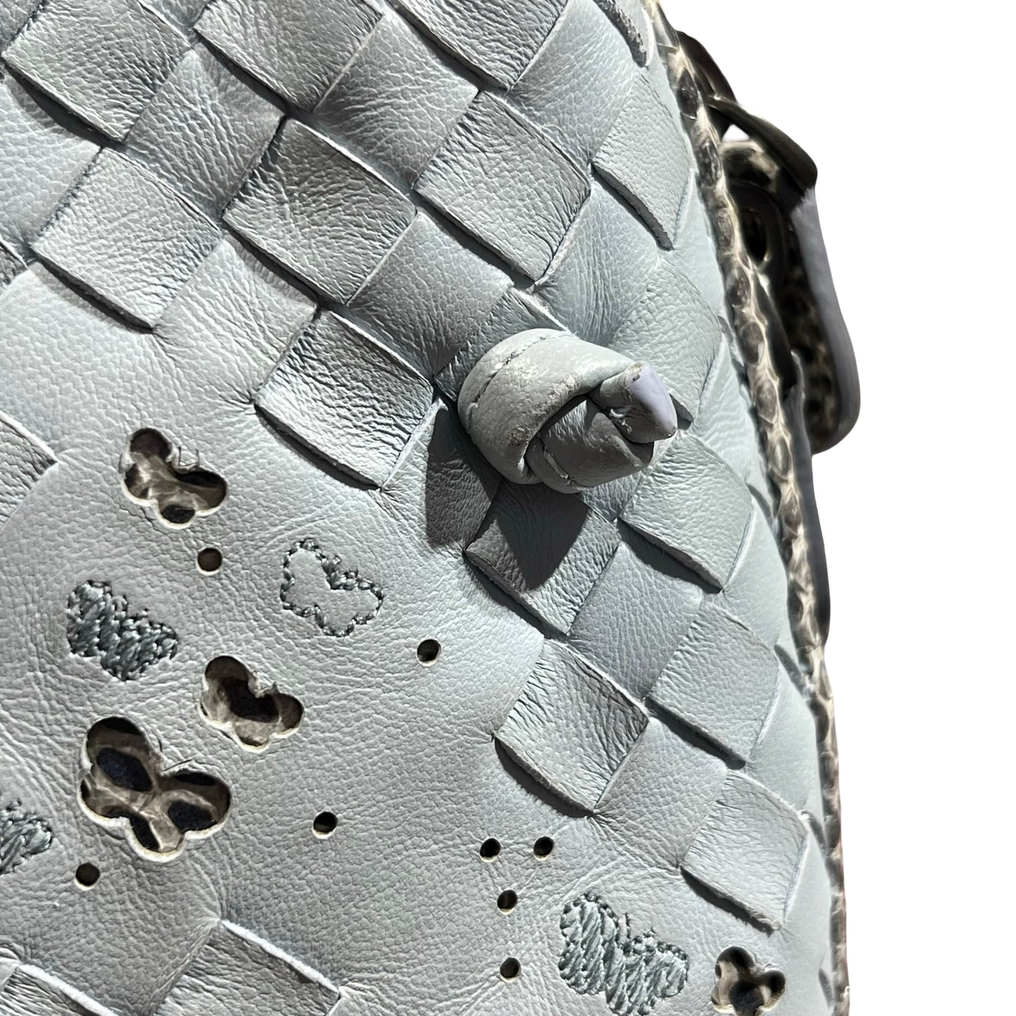 Used Bottega Veneta Lambskin Leather Butterfly Cross Body Bag PHW Grey
