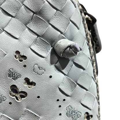 Used Bottega Veneta Lambskin Leather Butterfly Cross Body Bag PHW Grey