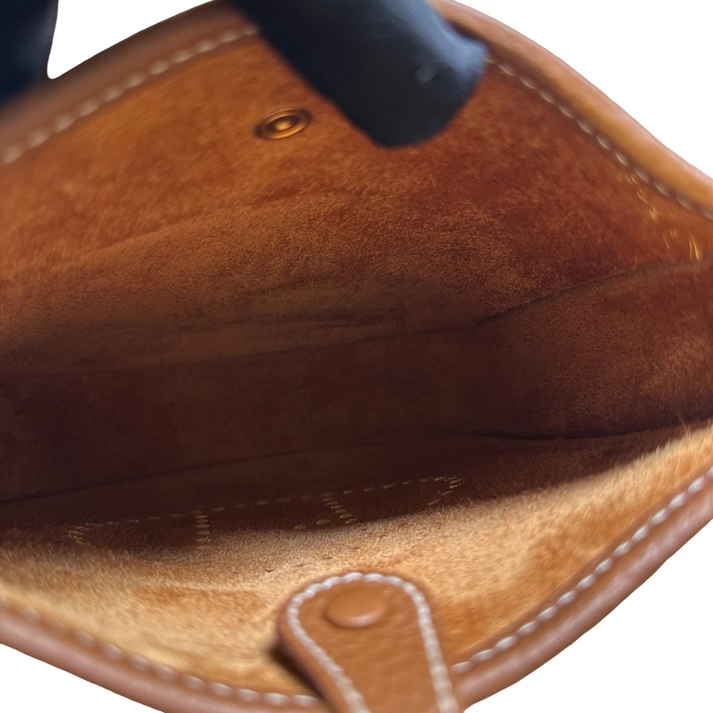 Used HERMES Clemence Leather Evelyne Crossbody Bag Brown GHW