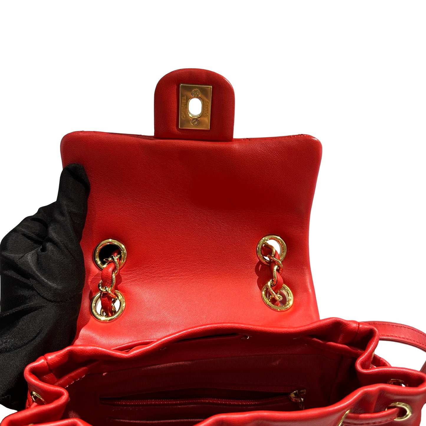 Used CHANEL Lambskin Urban Spirit Backpack Backpack Red