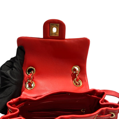 Used CHANEL Lambskin Urban Spirit Backpack Backpack Red