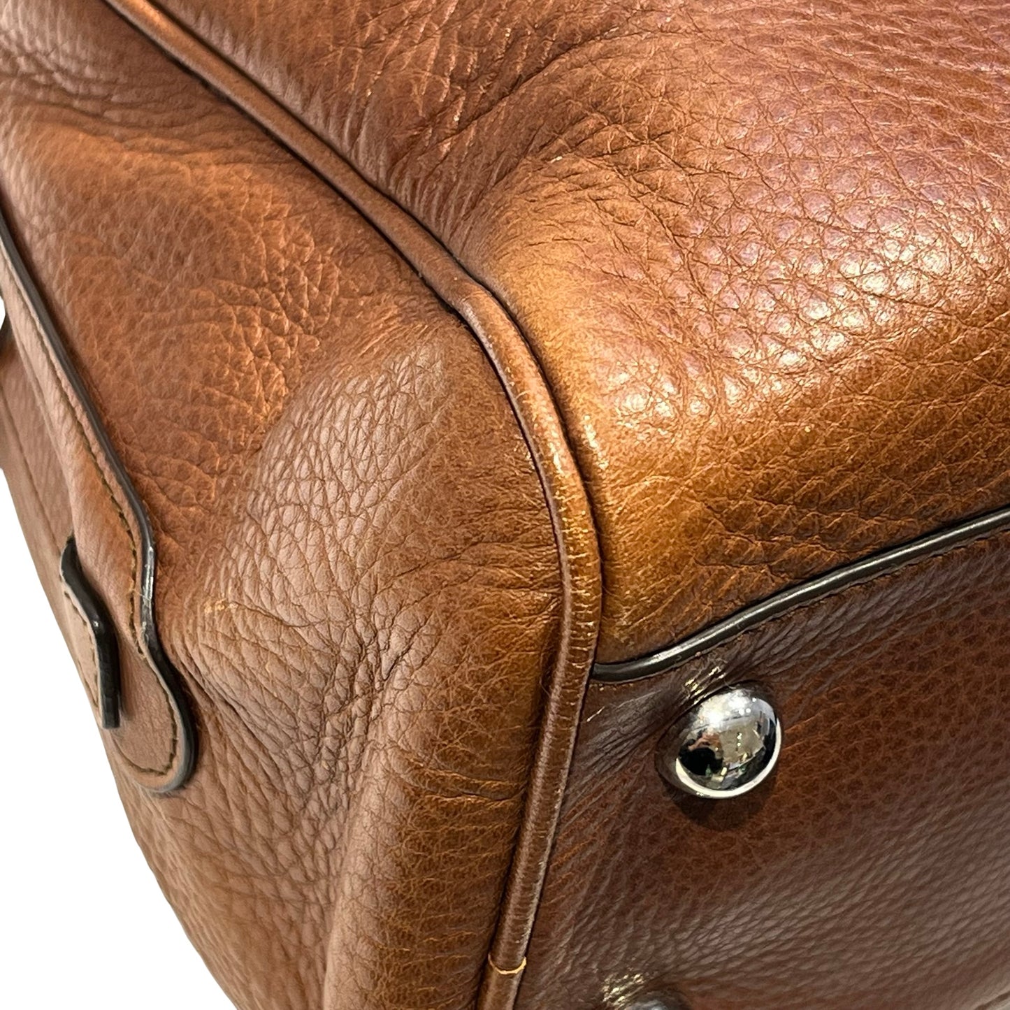 Used LOEWE Vintage Heritage Boston Handbag Brown PHW