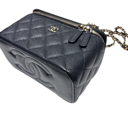 Used CHANEL Vanity Case Chain Shoulder Bag Black GHW