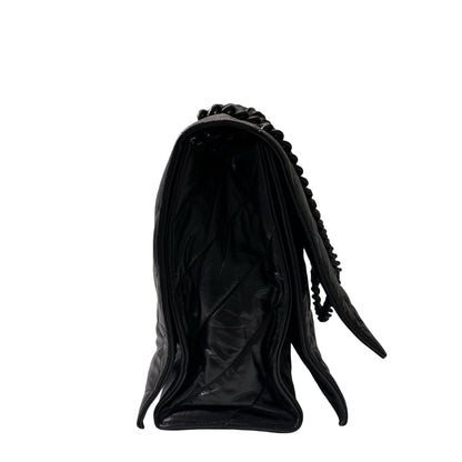Used BALENCIAGA Quilted Calfskin Crush Chain Shoulder Bag Black