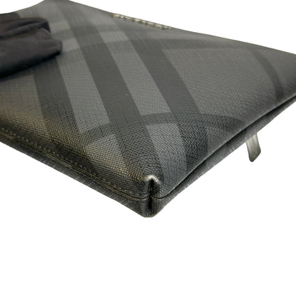 Used BURBERRY London Check Clutch Clutch Black Grey