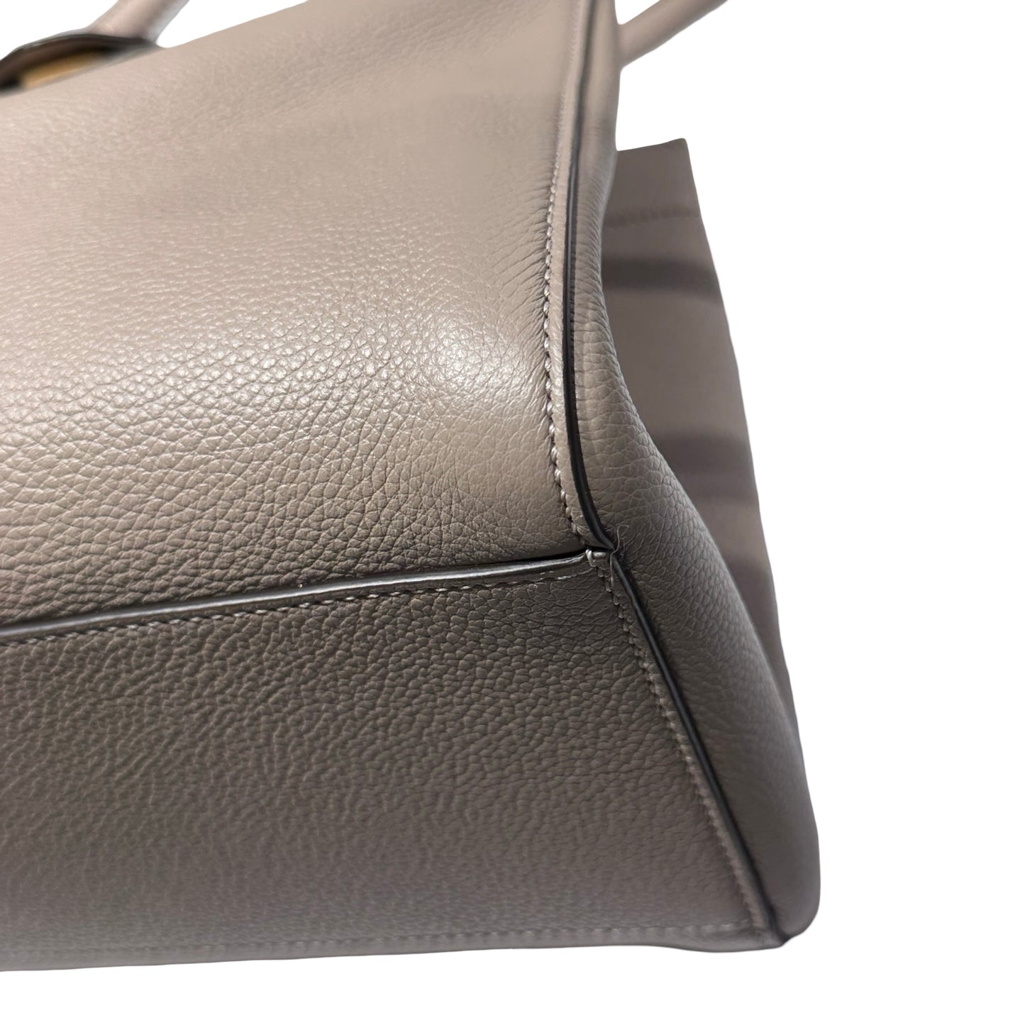Used Fendi Calfskin Leather Tote Bag Grey GHW