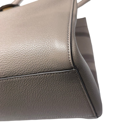Used Fendi Calfskin Leather Tote Bag Grey GHW