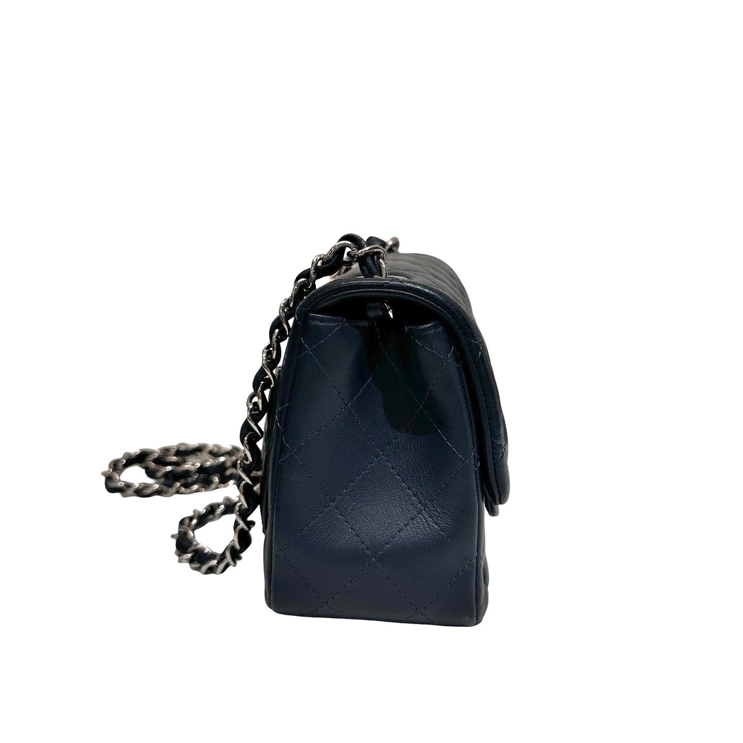 Chanel Mini Square Flap Cross Body Bag Navy PHW