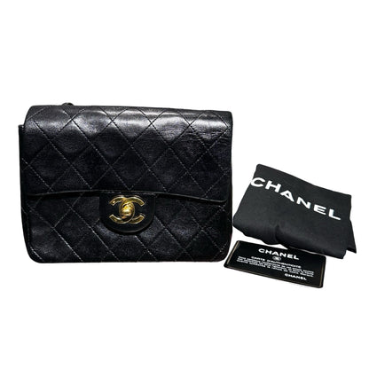 Used Chanel Vintage Mini Flap 17cm Shoulder Bag Black GHW