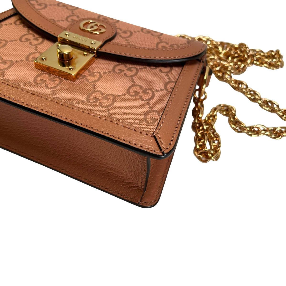 Used GUCCI GG CANVAS Ophidia GG Supreme Mini Chain Shoulder Bag Pink GHW