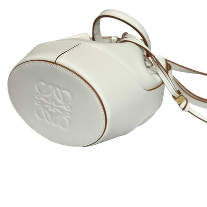 Used LOEWE Calfskin Leather Balloon Small Cross Body Bag White