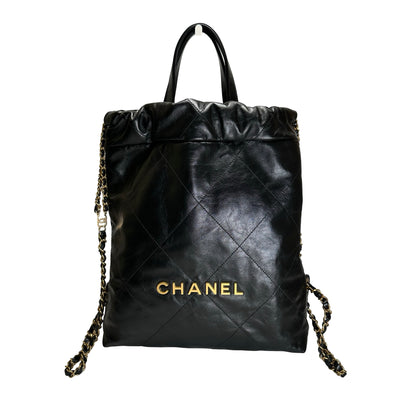 Used CHANEL Quilted Leather Chanel 22 Backpack Backpack Black