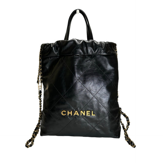 Used CHANEL Quilted Leather Chanel 22 Backpack Backpack Black