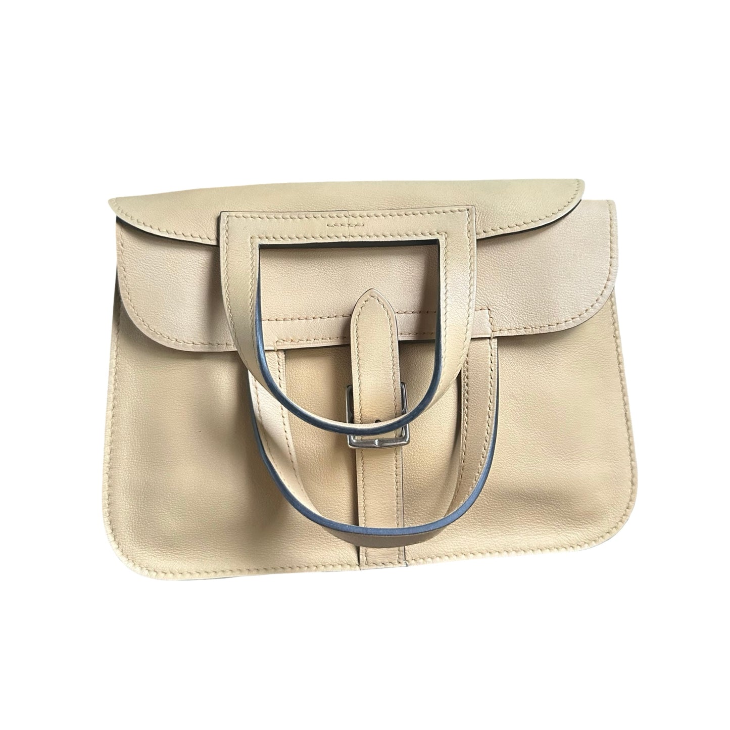 Used HERMES Swift Mini Halzan Handbag Beige PHW