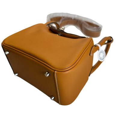 Brand New HERMES Swift Mini Lindy Shoulder Bag Toffee PHW